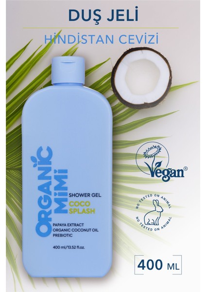Duş Jeli Coco Splash Nemlendirici Vücut Şampuanı | Vegan Duş Jeli ve Kadın Vücut Bakımı Ürünü 400 ml