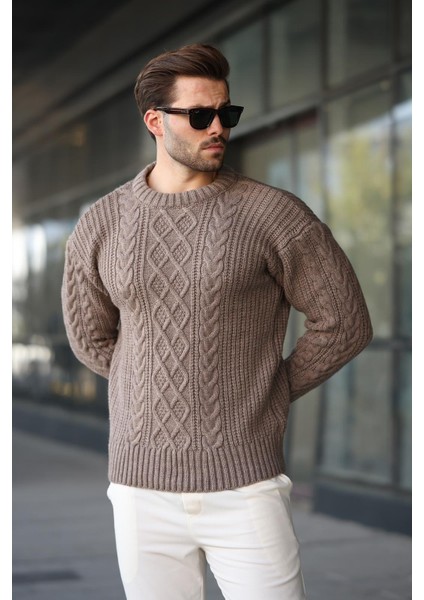 Vizon Örgü Desenli Triko Erkek Kazak E7425