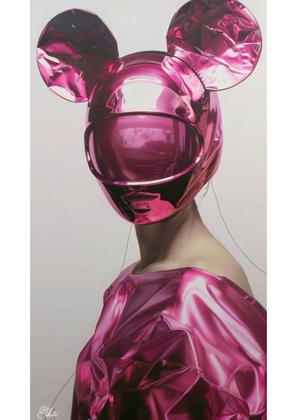 Neon Kasklı Kadın V1 Ev Duvar Salon Güzellik Salonu Ofis Dükkan Dekarasyon Kanvas Tablo fiyatları