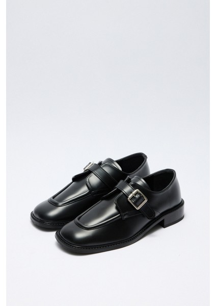 Loafer 2512 - Kemer Detaylı Loafer Siyah Kadın Loafer
