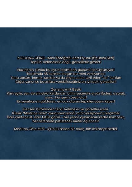Moduna Göre Mini Fotoğraflı Kart Oyunu (Üçüncü Seri) modelleri