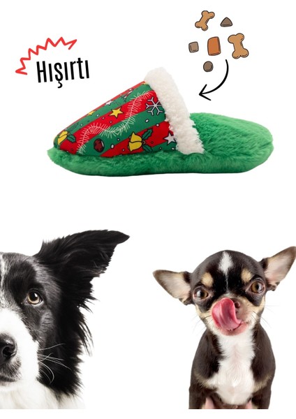 Sesli Peluş Terlik Köpek Oyuncağı | Mama Saklamalı Zeka Geliştirici Oyuncak