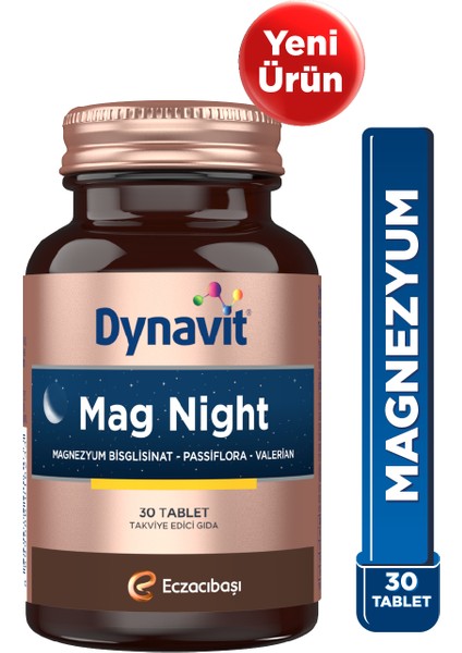 Mag Night 30 Tablet – Akşam / Gece Magnezyumu - Magnezyum Bisglisinat, Passiflora, Valerian, B6 Vit