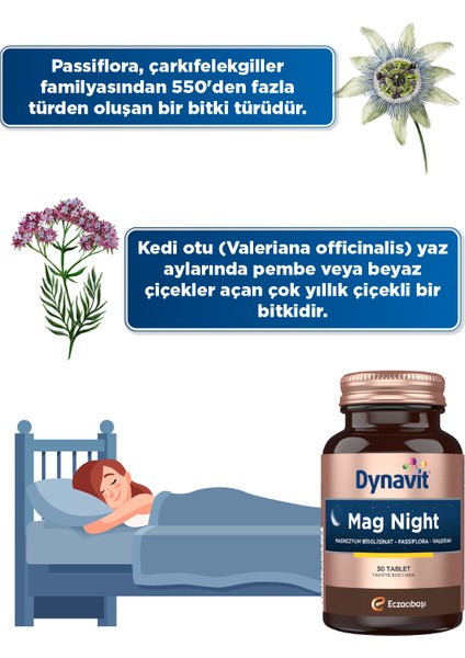 Mag Night 30 Tablet – Akşam / Gece Magnezyumu - Magnezyum Bisglisinat, Passiflora, Valerian, B6 Vit fırsatları