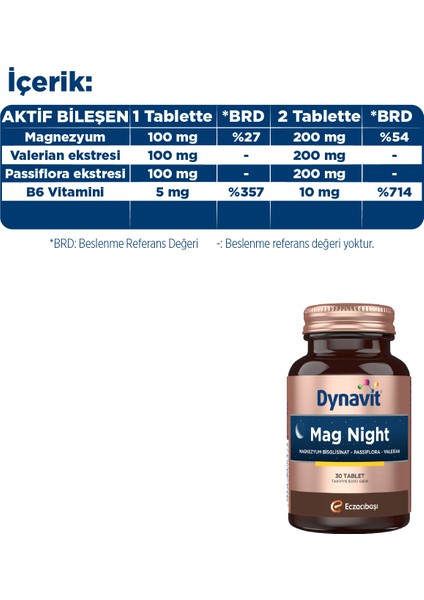 Mag Night 30 Tablet – Akşam / Gece Magnezyumu - Magnezyum Bisglisinat, Passiflora, Valerian, B6 Vit indirimleri
