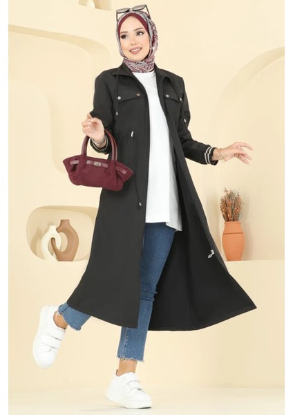Kolu Lastikli Uzun Trençkot modelleri