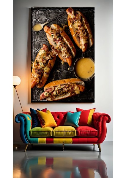 Sosisli Sandviçler Ev Duvar Salon Güzellik Salonu Ofis Dükkan Dekarasyon Kanvas Tablo
