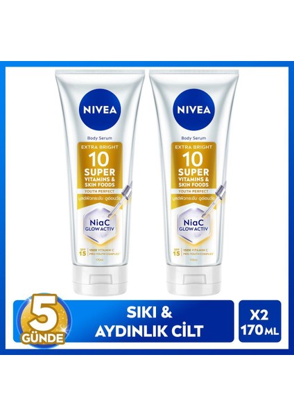 SPF15 SUPER10 Serum Etkili Sıkılaştırıcı ve Aydınlatıcı Vücut Losyonu 170ML, Nemlendirici,c Vitamini