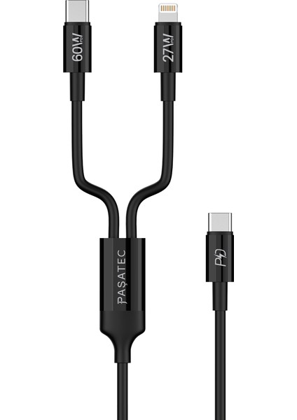 GLEE Serisi PD 48W Araç Şarj Cihazı + 2'si 1 Arada PD Kablo - Siyah modelleri