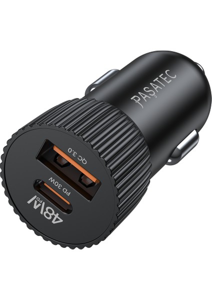 GLEE Serisi PD 48W Araç Şarj Cihazı + 2'si 1 Arada PD Kablo - Siyah indirimleri