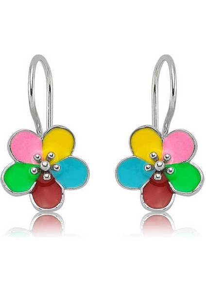 Gümüş Sallantılı Çiçek Çocuk Küpesi (BC-7D3685)