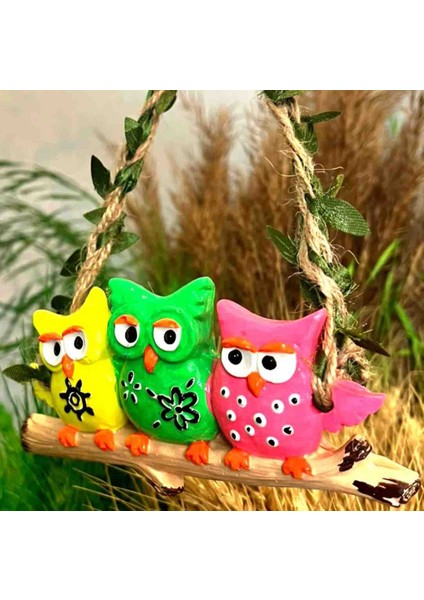 3lü Baykuş Duvar Süsü - Taş Biblo - Bahçe Balkon Duvar Süsü - El Yapımı Taş Biblo fiyatları