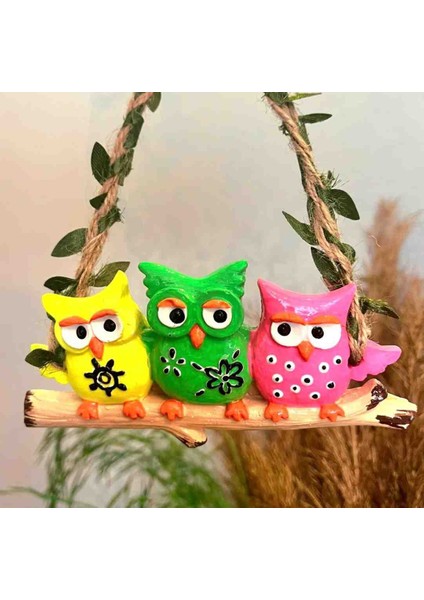 3lü Baykuş Duvar Süsü - Taş Biblo - Bahçe Balkon Duvar Süsü - El Yapımı Taş Biblo modelleri