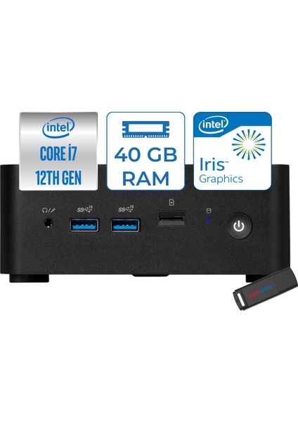Msı Cubi 5 Intel Core I7-1255U 40GB 4tb SSD Intel Iris Xe Windows 11 Home Taşınabilir Bilgisayar 12M001BEUH16 + Zettausbbellek