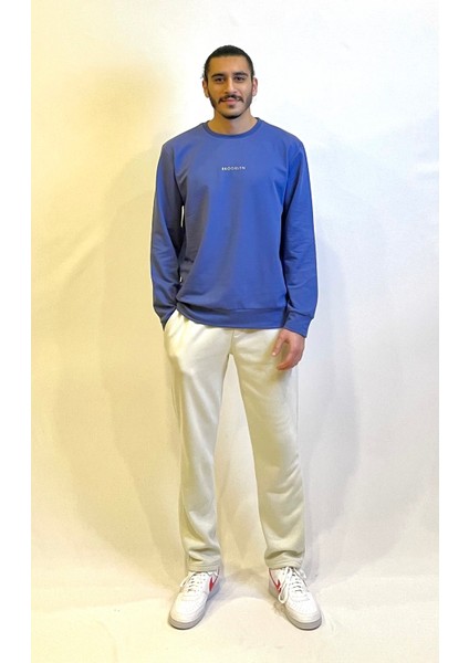 Süperlife Erkek Bisiklet Yaka Regular Fit Brooklyn Baskılı Ince Sweatshirt SPR22SW132