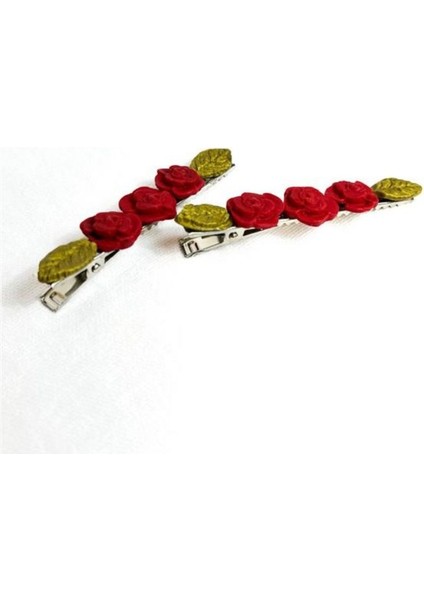 5734 El Yapımı Gül desenli Polimer Kil 2’li Set Yan Saç Tokası / 7.5 Cm modelleri