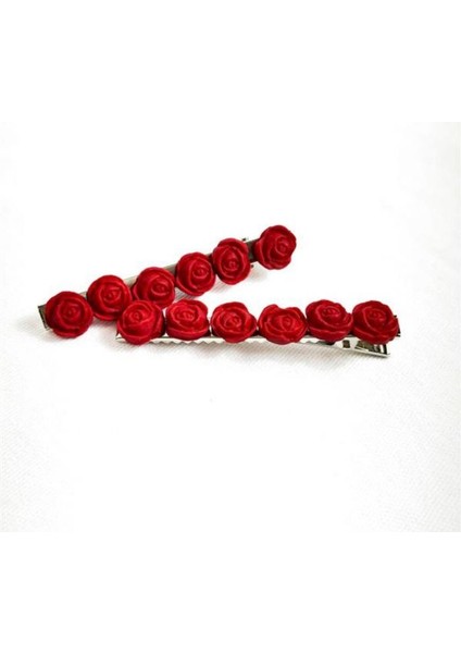 9650 El Yapımı Minik Gül Desenli Polimer Kil 2’li Set Yan Saç Tokası / 7.5 cm fırsatları