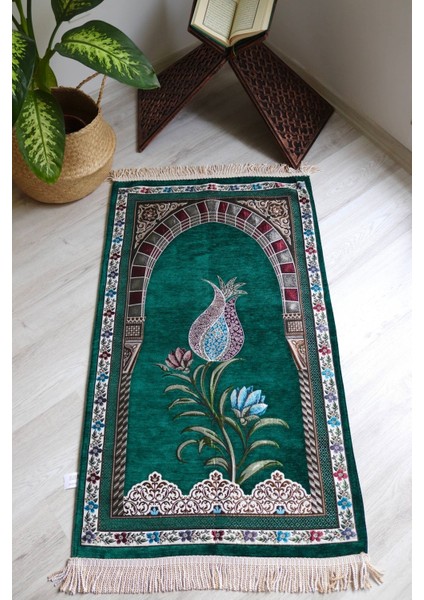 Lale Desenli Astarlı Lüks Seccade S1002 Gri