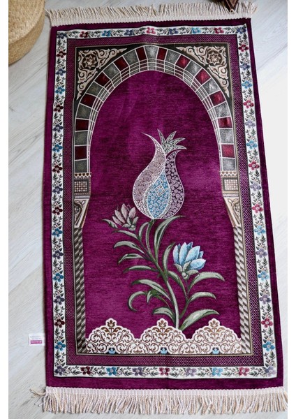 Lale Desenli Astarlı Lüks Seccade S1002 Gri modelleri