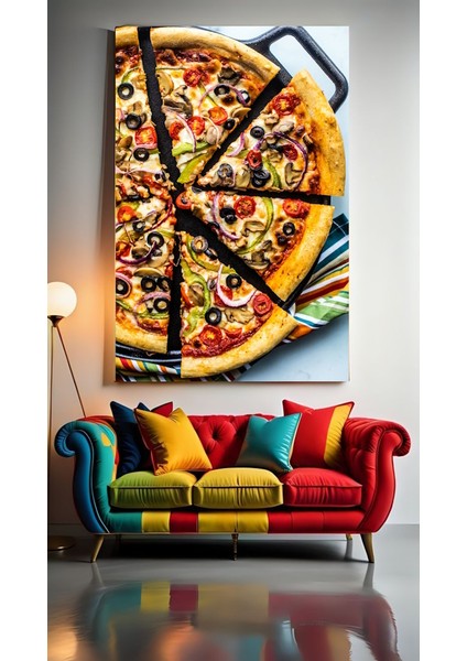 Pizza Dilimleri Ev Duvar Salon Güzellik Salonu Ofis Dükkan Dekarasyon Kanvas Tablo