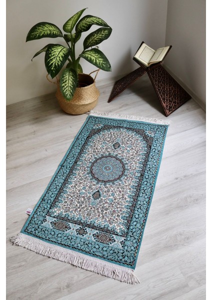 Osmanlı Desen Astarlı Lüks Seccade S1018 Mavi modelleri