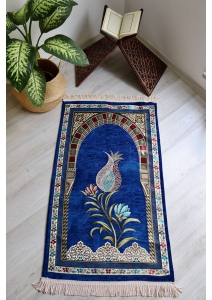 Lale Desenli Astarlı Lüks Seccade S1002 Gri