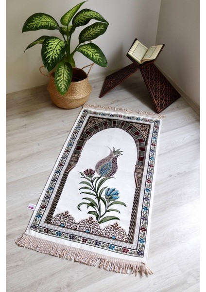 Lale Desenli Astarlı Lüks Seccade S1002 Gri fiyatları