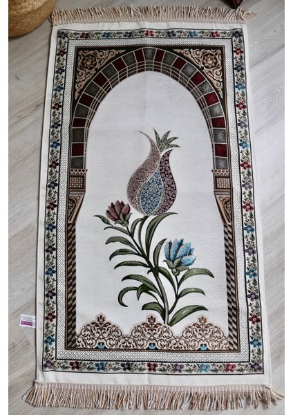 Lale Desenli Astarlı Lüks Seccade S1002 Gri modelleri