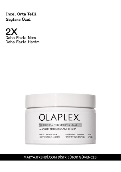 Weightless Nourishing Mask - Ince, Orta Telli Saçlar Için Ağırlık Hissi Bırakmayan Besleyici Maske