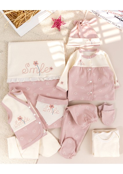 Çiçek Nakışlı Fırfırlı Pamuklu 10 Parça Kız Bebek Hastane Çıkışı Bebek Takımı fiyatları