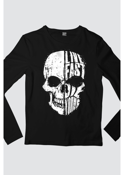 Hızlı Yaşa Siyah Uzun Kollu Erkek Penye Tişört fırsatları