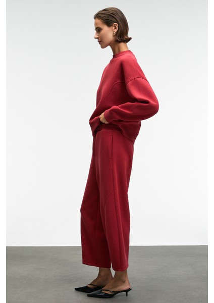 YUVESSA Kadın Oversize Kordonlu Çift Cepli Balon Kırmızı Eşofman Altı fiyatları