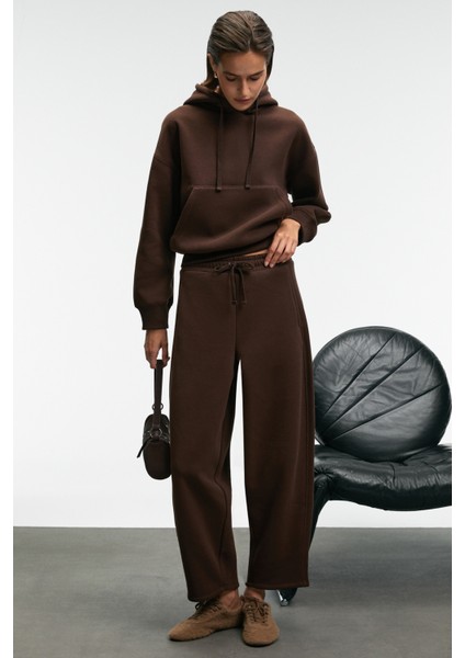 SELORIN Kadın Baggy Çift Cepli Kahverengi Eşofman Altı