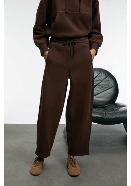 SELORIN Kadın Baggy Çift Cepli Kahverengi Eşofman Altı fırsatları