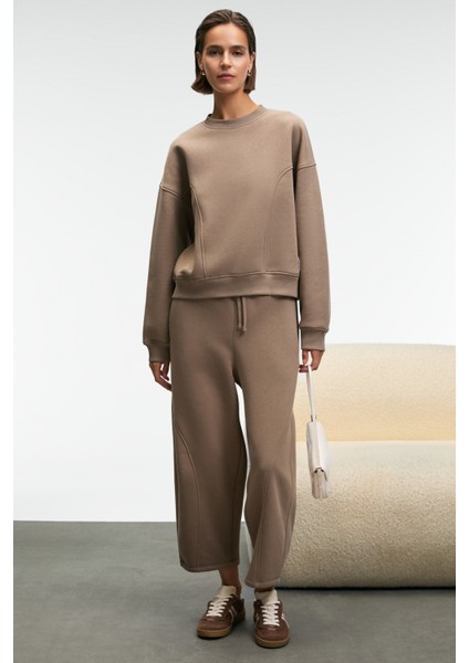 YUVESSA Kadın Oversize Kordonlu Çift Cepli Balon Vizon Eşofman Altı fiyatları