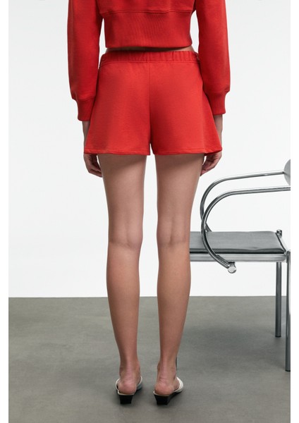 MOREVA Kadın Nakışlı Rahat Kırmızı Şort indirimleri