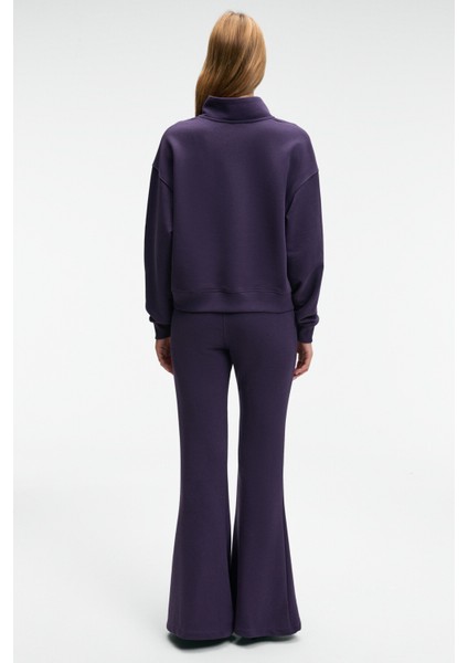 TORINA Kadın Nakış Detaylı Fermuarlı Çift Cepli Relax Mor Ceket indirimleri