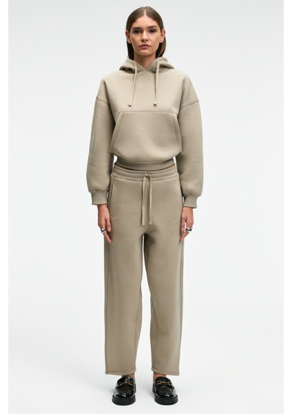 SELORIN Kadın Baggy Çift Cepli Taş Rengi Eşofman Altı