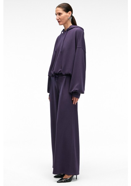 ORMIRA Kadın Oversize Fit Yanları Cepli Lastikli Bel Mor Eşofman Altı fiyatları