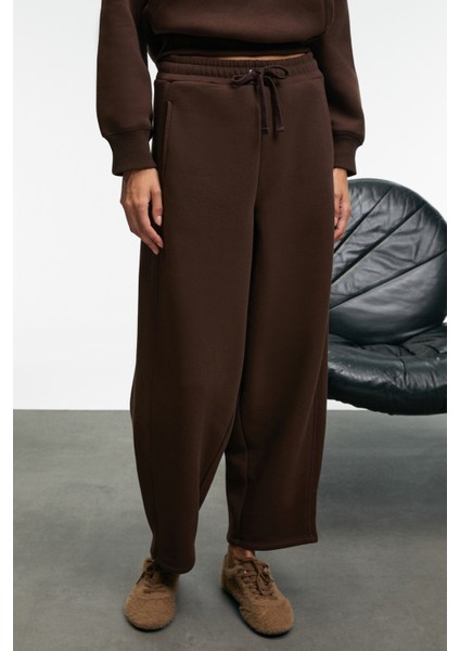 SELORIN Kadın Baggy Çift Cepli Kahverengi Eşofman Altı indirimleri