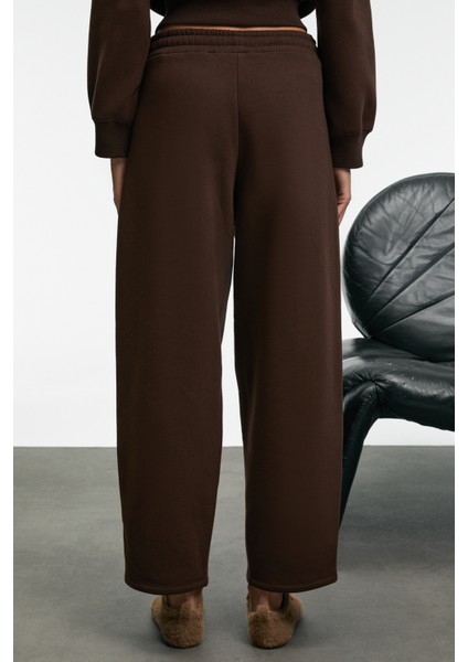 SELORIN Kadın Baggy Çift Cepli Kahverengi Eşofman Altı