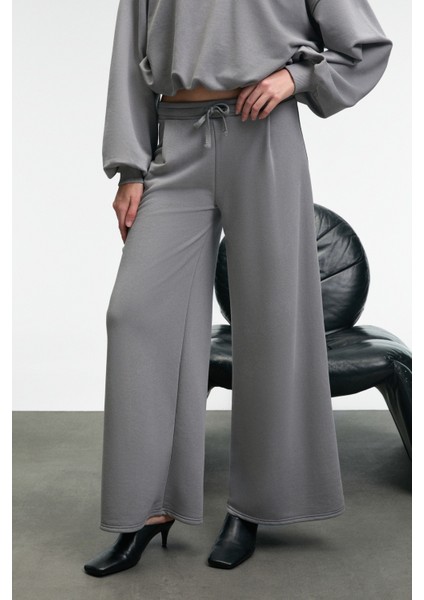 ORMIRA Kadın Oversize Fit Yanları Cepli Lastikli Bel Gri Eşofman Altı fırsatları