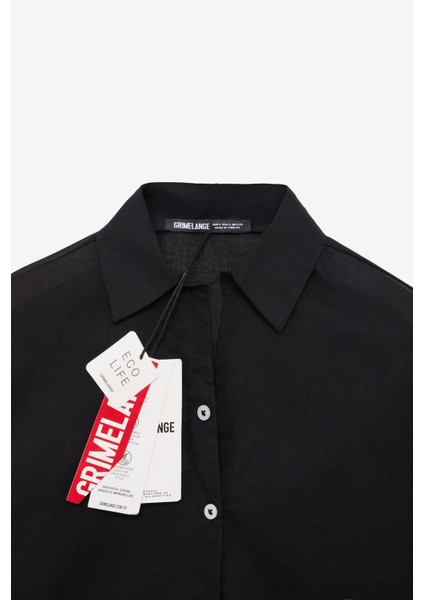 VARAZDIN Kadın Oversize Uzun Kollu %100 Pamuk Gömlek Yaka Uzun İnce Siyah Gömlek fiyatları