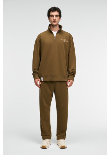 CLARENCE Erkek %100 Pamuk Kordonlu Lastikli Bel Arka Cebi Süs Etiketli Haki Eşofman Altı fiyatları