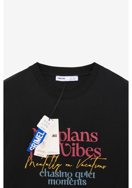 FRESH Erkek %100 Pamuk Oversize Fit Baskılı Kısa Kollu Yuvarlak Yakalı Siyah T-Shirt fiyatları