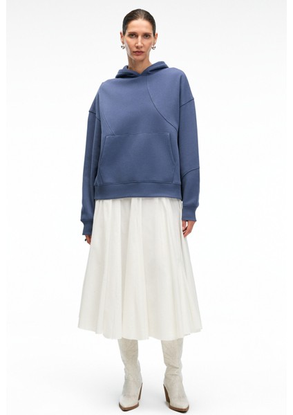 ELYRA Kadın Oversize Dikiş Detaylı Kapüşonlu Lacivert Sweatshirt fiyatları