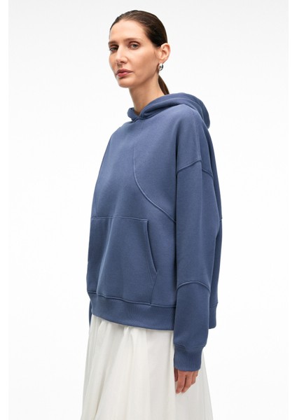 ELYRA Kadın Oversize Dikiş Detaylı Kapüşonlu Lacivert Sweatshirt modelleri