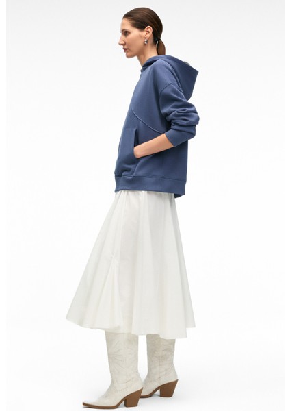 ELYRA Kadın Oversize Dikiş Detaylı Kapüşonlu Lacivert Sweatshirt indirimleri