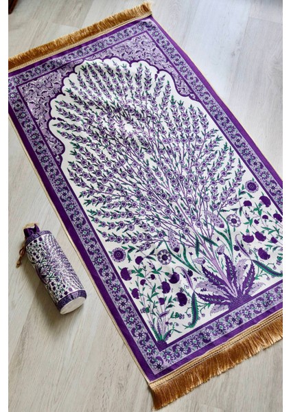 Çini Desenli Ipek Dokulu Keseli Seccade S1027 Mor Renk fiyatları