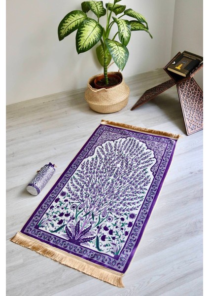 Çini Desenli Ipek Dokulu Keseli Seccade S1027 Mor Renk modelleri